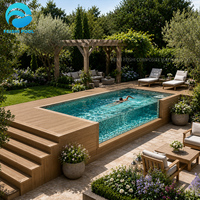 Piscine hors sol de luxe en fibre de verre de 40 pieds, grande piscine de jardin en bois préfabriquée pour extérieur, piscine conteneur pour cour arrière