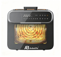 Horno Freidora de Aire Anbolife 13L con Ventanas Visibles Dobles de Gran Tamaño, Control Táctil y Función de Horneado OEM