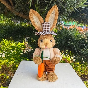 Coniglio Artigianale in Paglia Intrecciata da 35cm, Decorazione <span class=keywords><strong>Vintage</strong></span> per la Casa, Regalo di Pasqua, Modello Decorativo Intrecciato - Product Image 3