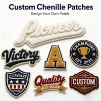 Patch brodé personnalisé avec logo, patch brodé 3D en chenille, badge lettre thermocollant ou à coudre pour veste universitaire, chapeau, sac