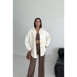 Camisa vaquera extragrande con botones para mujer, cómoda y elegante - Product Image 4