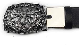 빈티지 스타일 합금 벨트 버클 미국 카우보이 패션 서양 3D 새겨진 암소 황소 머리 벨트 버클 - Product Image 3