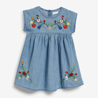 Robe d'été formelle en jean de coton brodé pour enfants, personnalisable, plus de 50 couleurs, échantillon en 7 jours |   En stock |   Usine OEM/ODM de Foshan