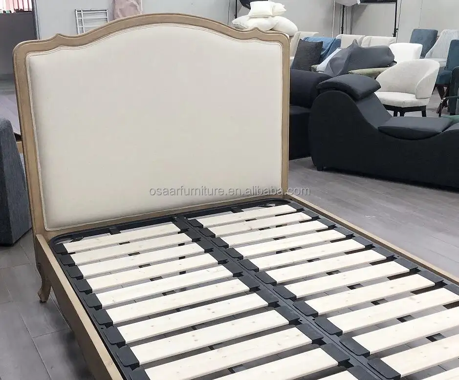 Mobili per camera da letto francese testiera in legno curvo struttura del letto King size in legno massello antico di quercia