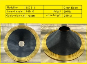 15 "Pro âm thanh vải cạnh bao quanh bột giấy màu đen nón giấy ép hoặc không ép Loa nón giấy - Product Image 2