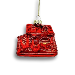 BSCI Audited Craft Factory's Red Glass Christmas Tree Hanging Ornament Seasonal Party Supplies Design