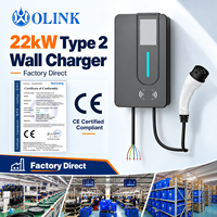 Pengisi Daya Wallbox EV Tipe 2 Universal 22kW 32A 3-Fase Stasiun Pengisian Kendaraan Listrik Rumah dengan Layar 4.3 untuk BMW Mercedes