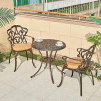 Ensemble de salle à manger moderne en aluminium moulé portable, mobilier de jardin extérieur, mobilier de patio, mobilier de cour d'hôtel, mobilier de restaurant, table et chaises de bistrot