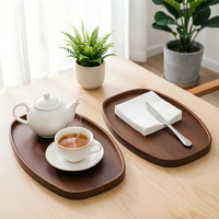 Plateau en bambou et noyer, style moderne et minimaliste, sans poignées, pour la maison, le café, le petit-déjeuner, les collations