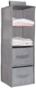 Closet Hanging <b>Shelves</b> Organizer, Collapsible Hanging Closet Organizer with Drawers for Sock, Clothes, Bra, Toys - Product Image 6