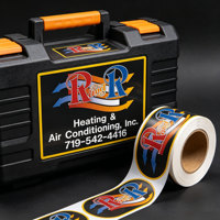 Rouleaux de papier autocollant en vinyle, emballage personnalisé pour autocollants, rouleau de papier auto-adhésif durable, rouleau d'étiquettes rondes personnalisées