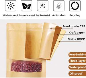 100 sacs en papier kraft brun debout, 3,5 x 5,5 pouces, avec fenêtre mate, fermeture éclair, écologiques, imperméables, pour le stockage du sucre et des nouilles - Product Image 4