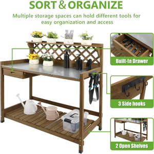 XOT040 panca per invasatura in legno marrone per decorazioni da giardino per esterni e cortile uso grazioso accessorio per la casa - Product Image 3