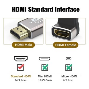 Adaptateur de câble HDMI 2.1 compatible 8K, coudé à 90 degrés, mâle-mâle vers femelle, connecteur d'extension HDTV 8K 60Hz - Product Image 5