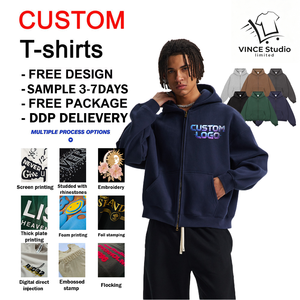 Sudadera con capucha de algodón grueso de alta calidad, cómoda, lisa, cálida, con cierre de cremallera, tela súper suave para hombre - Product Image 1