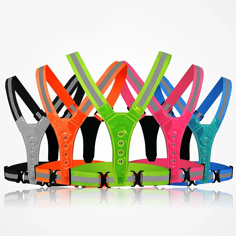 fluorescent green color reflective elastic strap safety vest belt for outside running safety