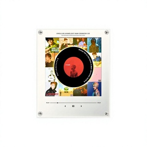Aimant de réfrigérateur personnalisé en acrylique pour album musical, design tourne-disque vinyle, photo personnalisée, veilleuse rotative NFC, cadeau pour fan de musique - Product Image 1