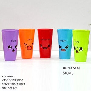 Vasos de Plástico Coloridos CASAMAX WL AD-3416B con Emoticonos Impresos, Capacidad de 500 ml, Artículos para Bebidas Creativos, Portátiles, Lujosos y Elegantes - Product Image 1
