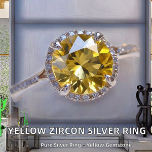 24k gold Wedding Ring Droplet 12*22 Yellow Zircon <b>Set</b> IGI Certified Personalized Simple Fashionable Versatile - Product Image 2