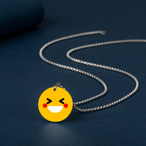 Basquesun สร้อยคออิโมติคอนสัญลักษณ์สัญลักษณ์รูปหน้ายิ้มทำจากสแตนเลสขนาด25มม. สำหรับครอบครัวเพื่อนที่ดีและเป็นเพื่อน - Product Image 4