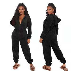 Wholesale New Hot Sale Women Rompers One Piece Sexy Jumpsuit Winter Thick <strong>Teddy</strong> Onesie for Women - Product Image 2