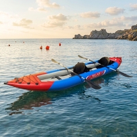 Canoë gonflable en PVC de 365 cm (12 pieds) pour 2 personnes avec plancher en tapis gonflable, 2 pagaies en aluminium, 2 sièges, kayak pour la pêche en mer