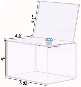 Boîte à cartes de mariage personnalisée en acrylique avec serrure, boîte à bulletins en plexiglas, boîte à dons - Product Image 4