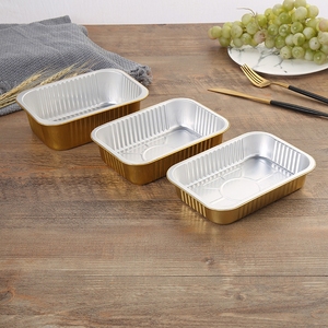 ภาชนะบรรจุอาหารอลูมิเนียมฟอยล์สีทองแบบเรียบติดผนังแบบใช้แล้วทิ้งทรงสี่เหลี่ยมผืนผ้า RE3G 580ml750ml950ml - Product Image 4