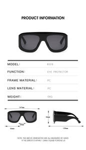 Lunettes de soleil tendance et cool pour les fêtes, monture large, lunettes de soleil de grande taille, UV400, lunettes de soleil de créateur, monture carrée épaisse - Product Image 4