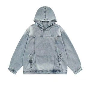 Chaqueta <span class=keywords><strong>vaquera</strong></span> holgada con capucha <span class=keywords><strong>H</strong></span>-02512, cuello abotonado, acabado lavado y bolsillos - Product Image 5