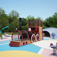 Structures de jeux extérieures pour enfants sur le thème du train avec échelles d'escalade, équipements de jeux extérieurs pour enfants