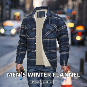 Camisas de Franela de Algodón para Hombre, Estilo Casual a Cuadros, Cierre de Botones, Forro Polar, Tela de Sarga Lavada, Servicio OEM, Transpirable - Product Image 2