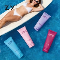 Tubes vides ovales en plastique PE de 50g pour crème solaire, emballage de soins de la peau, logo personnalisé, bouchon à vis, sérigraphie, usage cosmétique