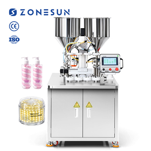 Machine de remplissage semi-automatique ZONESUN ZS-MCS4 à pompe à piston 4 têtes pour crème cosmétique, lotion spirale multicolore - Product Image 1
