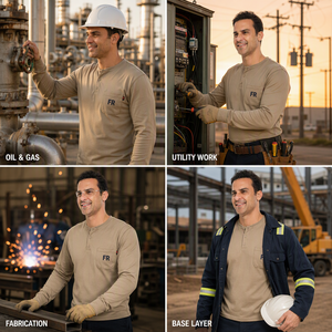 <span class=keywords><strong>เสื้อ</strong></span>ยืดแขนยาวแบบเฮนลีย์สำหรับงานอุตสาหกรรม ทนไฟ ได้มาตรฐาน NFPA 2112 พร้อมกระเป๋า<span class=keywords><strong>เสื้อ</strong></span>แบบถัก ป้าย FR ปลายแขนแบบริบ ป้องกันอันตรายทางอุตสาหกรรม - Product Image 3