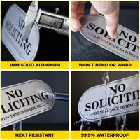 Panneau en aluminium personnalisé auto-adhésif « Interdiction de solliciter » 7x3 pouces, imperméable, antirouille, « Ne pas frapper ni sonner à la sonnette »