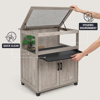 Cage à hamster personnalisée de style meuble, armoire de rangement avec panneau acrylique, design moderne pour usage intérieur, habitat pour petits animaux