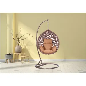 Sedia Sospesa Moderna a Forma di Uovo con Rattan PE, <span class=keywords><strong>Altalena</strong></span> Ondulata, Cesto Oscillante per Arredamento <span class=keywords><strong>da</strong></span> <span class=keywords><strong>Giardino</strong></span> e Patio - Product Image 1
