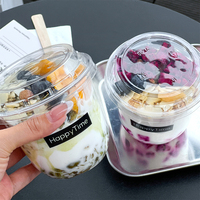 Gobelets en plastique PET transparent avec couvercles jetables pour dessert Parfait crème glacée aux fruits Boba thé et boissons à base de gâteaux