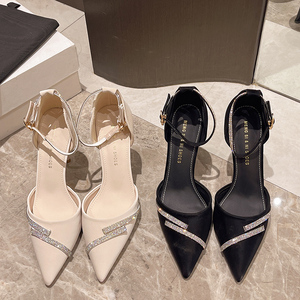 Sandali con tacco a spillo a punta alla francese, eleganti e sexy, con cinturino posteriore e fibbia, da donna - Product Image 4