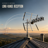 Antenne numérique Yagi UHF extérieure ODM/OEM 470-790 MHz DVBT2 HDTV de haute qualité à gain élevé avec filtre 4G/5G en aluminium et plastique