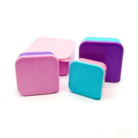 Boîte à goûter pour enfants en plastique sans BPA, avec couvercle anti-fuite, conteneur de stockage alimentaire carré multicolore, boîte à lunch