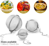 Infuseur à thé en acier inoxydable 304 de qualité alimentaire, boule à mailles fines pour thé en vrac avec chaîne et crochet pour la préparation du thé à la maison et en cuisine