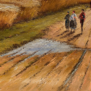 Dipinti a Olio 100% Fatti a Mano 20x24 Pollici, Campo Classico con Tre Persone in Fattoria, Stampa Digitale su Tela o Carta - Product Image 1