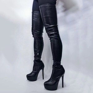 Large Size 43 Solid Platform High Thin Heel Women Thigh High <b>Boots</b> Side Zipper Skintight Over Knee High Long Booties for Ladies - Product Image 3