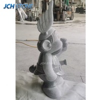 Statue de l'Asterix et d'Obelix en granit gris naturel G603 sculpté à la main, à vendre
