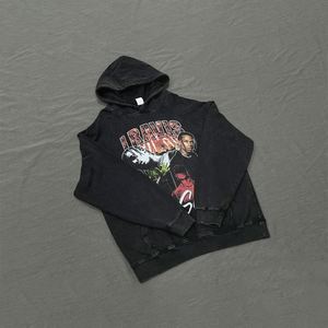 Mode personnalisée unisexe 400 Gsm pull numérique lourd Vintage lavé à capuche lavage à l'acide Streetwear noir à capuche surdimensionné - Product Image 2