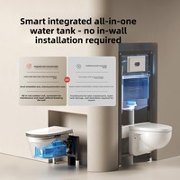 WC intelligent suspendu mural sans alimentation électrique, avec chasse d'eau intégrée, pour salle de bain, sanitaires