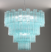 Simig Lighting Lustre en tube de verre de Murano design italien moderne en cristal de verre bleu pour chambre à coucher
