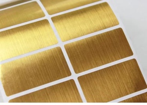 Gebürstete Gold Selbstklebende Etikettenrolle, Wasserfestes PET-Material Gold Etikettendruck Aufkleber - Product Image 2